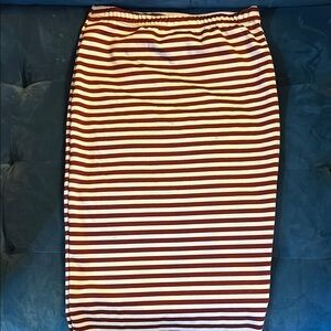 Red and White Midi Pencil Skirt for Casual Wear